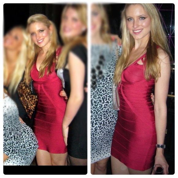 bebe Dresses & Skirts - RED PARTY BANDAGE DRESS - Herve Leger Inspired